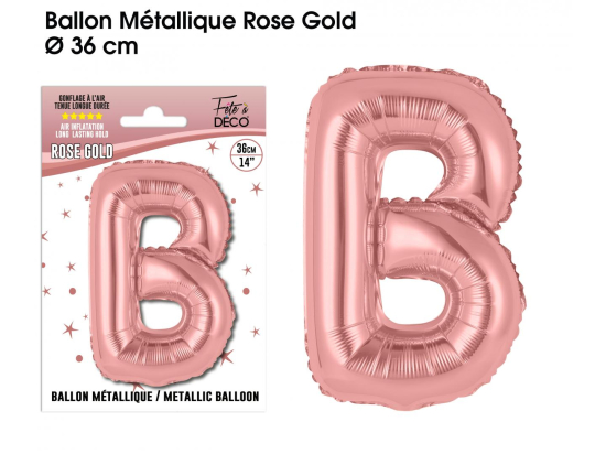 Ballon métallique Rose Gold Lettres et Symboles - Toutes les lettres, le # et le & : B