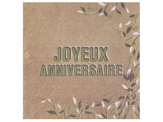 Serviette Joyeux Anniversaire végétal Kraft