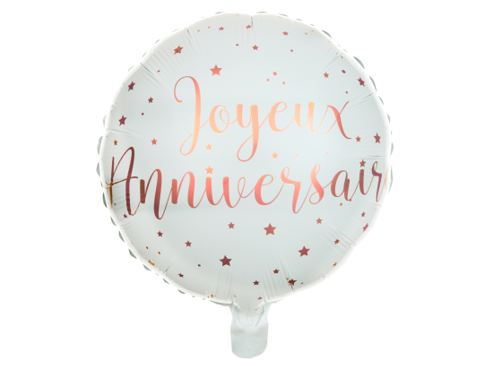 Ballon Alu Joyeux Anniversaire métallisé Rose gold