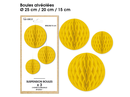 Suspensions boule alvéolée - Couleur : Jaune