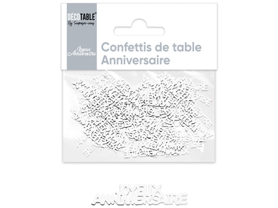 Confettis Joyeux Anniversaire papier - Couleur : Blanc