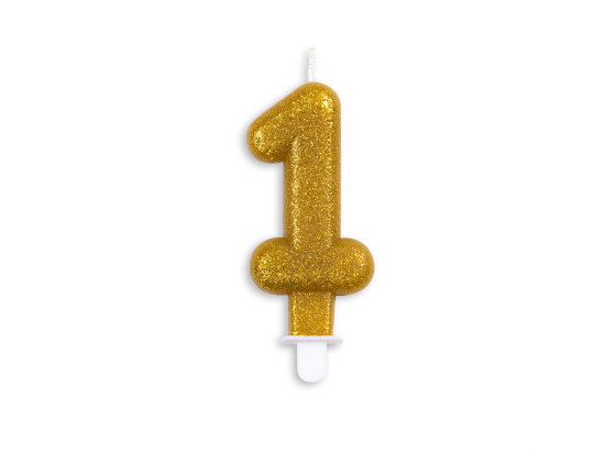 Number candle glitter gold nr. 1