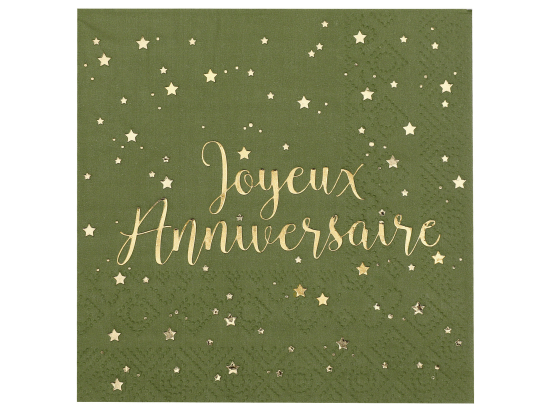 Serviette Joyeux Anniversaire Sauge