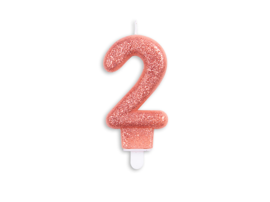 Number candle glitter rose gold nr. 2