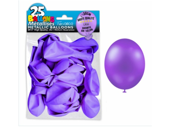 Sachet de 25 ballons latex métallisés Lilas