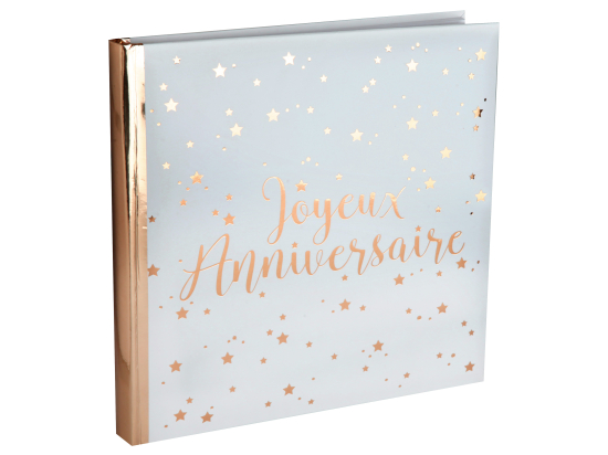 Livre d'or Joyeux Anniversaire métallisé Rose gold