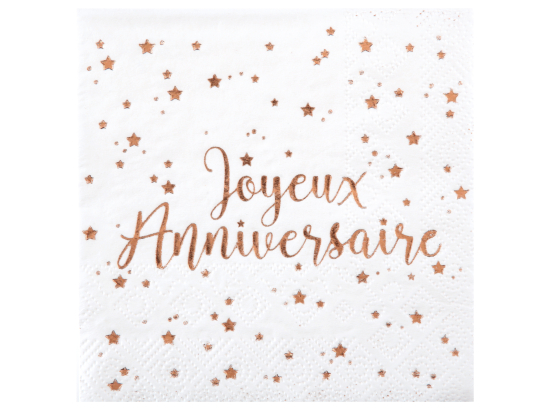 Serviette Joyeux Anniversaire Rose gold