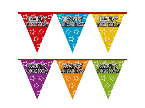 Guirlande de fanions holographique 'Happy Birthday'