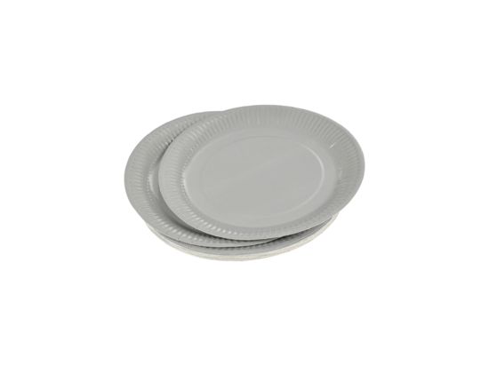 SET DE 20 ASSIETTES VITAMINE EN CARTON D18CM GRIS SANS FILM PLASTIQUE