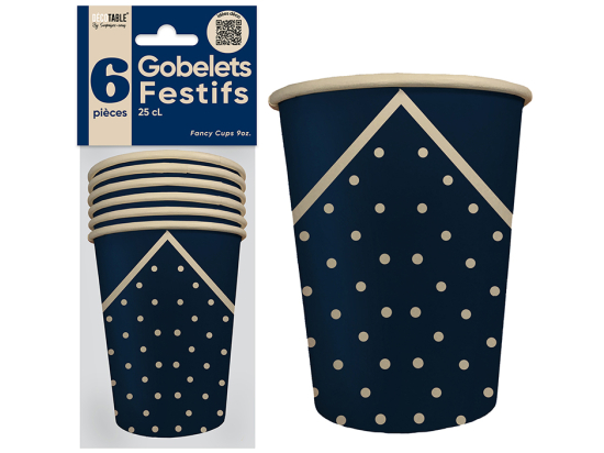 Gobelets x6 Festif 25cl - Eventail des couleurs : Bleu<br/>