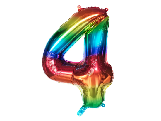 Ballon en aluminium '4' arc-en-ciel