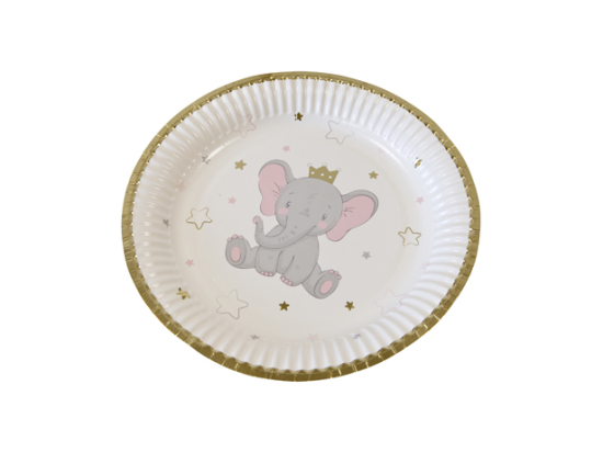 ASSIETTE EN CARTON ELEPHANT COURONNE 18cm - 300gr (x 6)