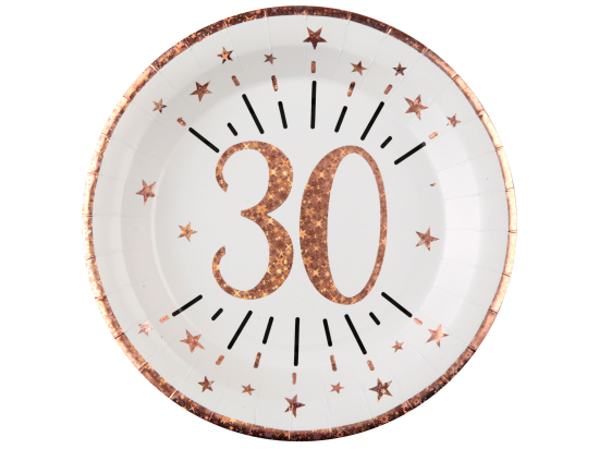 Assiette Âge étincelant rose gold 30 ans