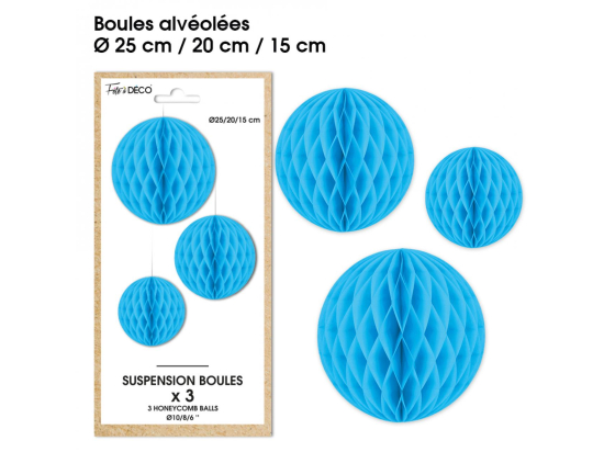 Suspensions boule alvéolée - Couleur : Bleu