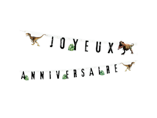 Guirlande de lettre en carton T-Rex 'Joyeux Anniversaire' (250 cm)