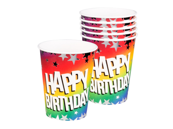 Set 6 Gobelets en papier 'Happy Birthday'