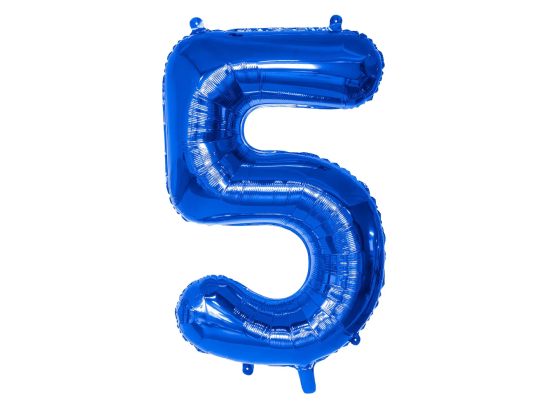 Ballon en aluminium '5' bleu