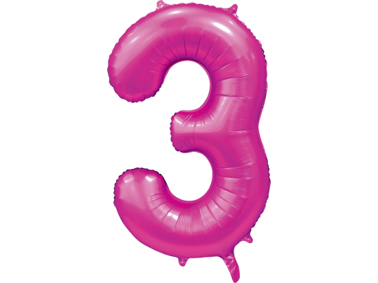 Foilballoon 34" no. 3 satin hotpink