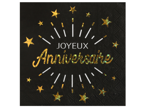 Serviette Anniversaire Etincelant Or