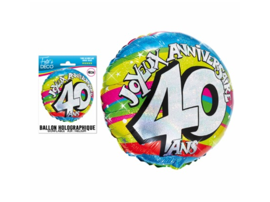 Ballon Holographique 40 Ans