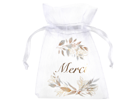 Pochon organza "merci" or