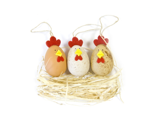 OEUF DECOR "POULE" + PAILLE (x 3) NA