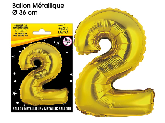 Ballons métalliques OR chiffre - Tous les chiffres : 2