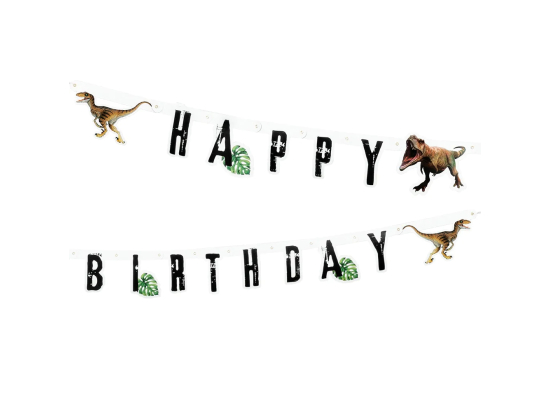 Guirlande de lettre en carton T-Rex 'Happy Birthday' (205 cm)