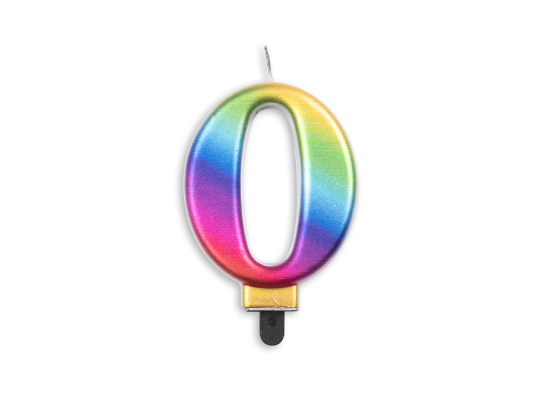 Number candle metallic rainbow nr. 0