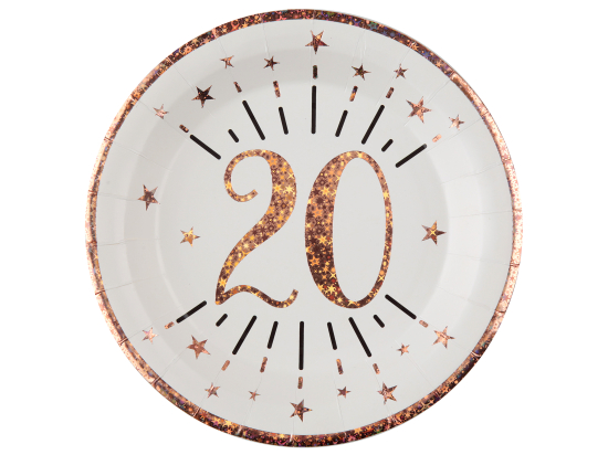 Assiette Âge étincelant rose gold 20 ans