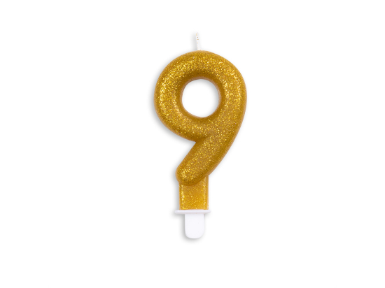 Number candle glitter gold nr. 9