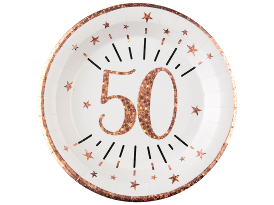 Assiette Âge étincelant rose gold 50 ans