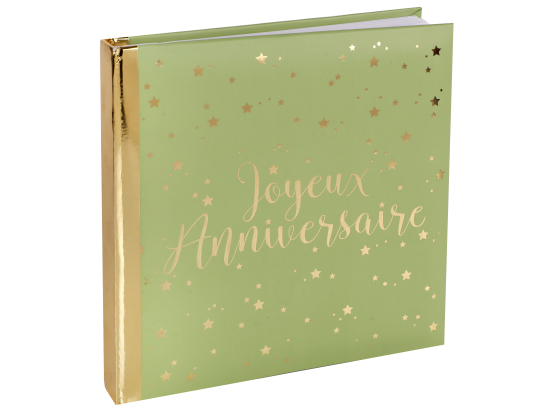 Livre d'or Joyeux Anniversaire métallisé Sauge