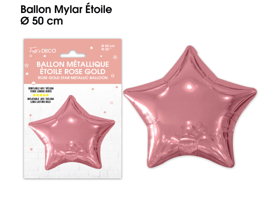 Ballon métallique Etoile - Couleur : Rose Gold