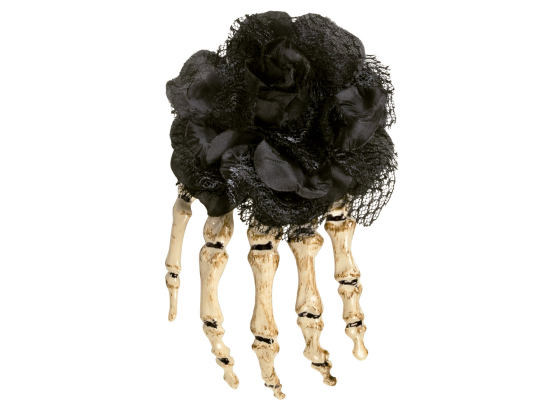 Barrette Cheveux Main de Squelette avec Rose Noire