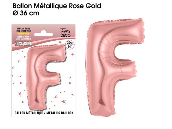 Ballon métallique Rose Gold Lettres et Symboles - Toutes les lettres, le # et le & : F