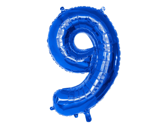 Ballon en aluminium '9' bleu