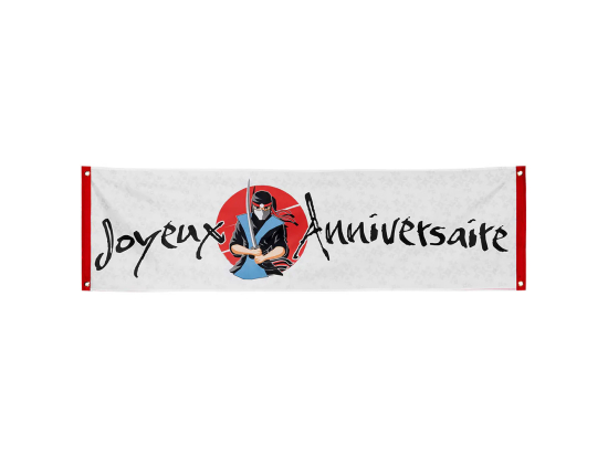 Bannière en polyester Ninja 'Joyeux Anniversaire' (50x180 cm)