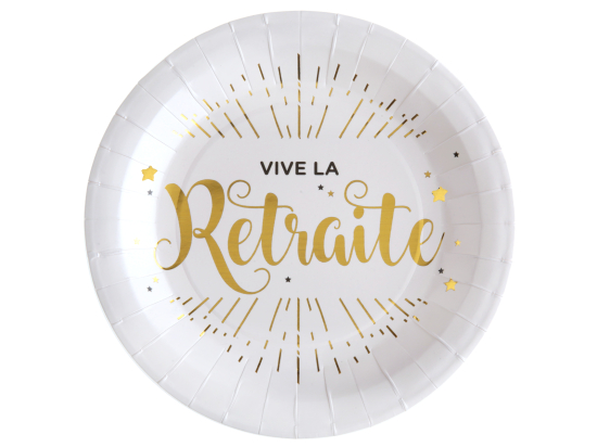 Assiette vive la retraite Blanc