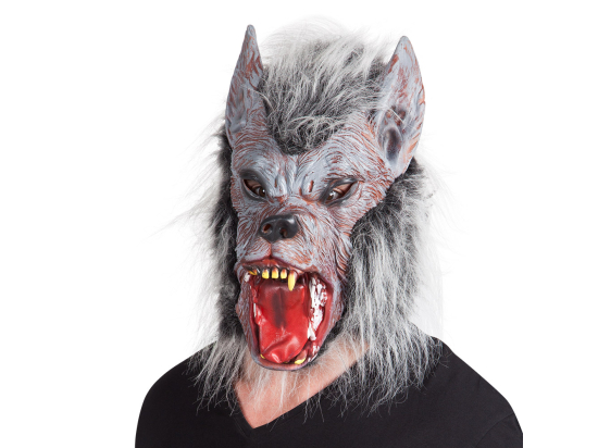 Masque tête latex Loup-garou avec cheveux