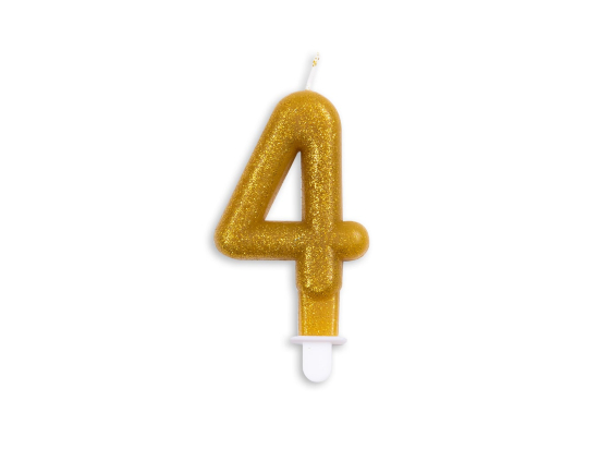 Number candle glitter gold nr. 4