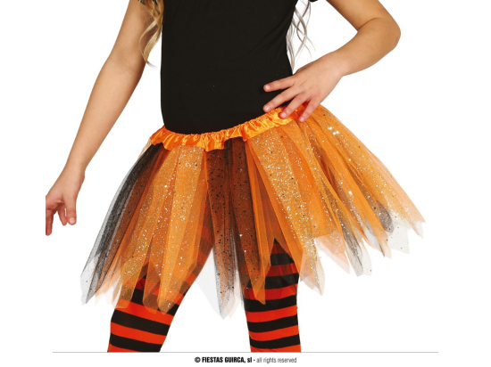 TUTU ENFANT ORANGE-NOIR BRILLANT 30 CMS