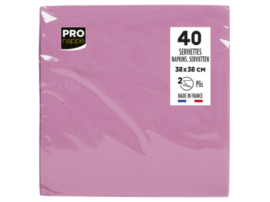 40 Serviettes OUATE 38X38 Rose