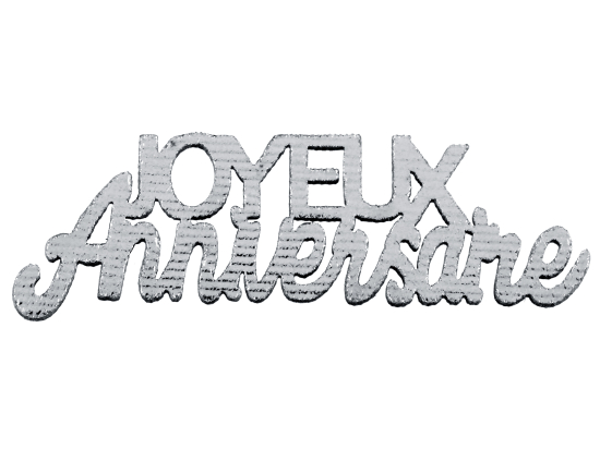 Déco à parsemer Joyeux Anniversaire métallisé Argent