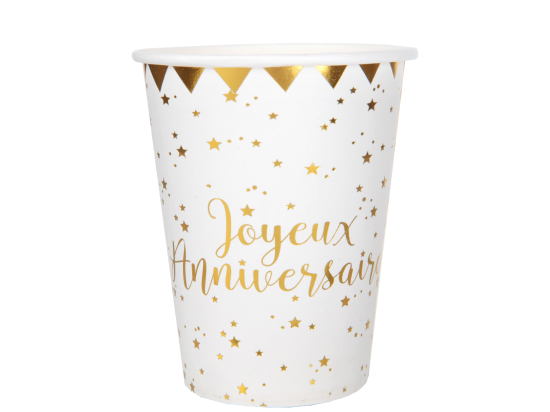 Gobelet Joyeux Anniversaire Blanc