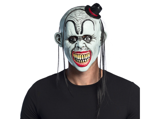 Pc. Masque tête latex Bad clown avec cheveux