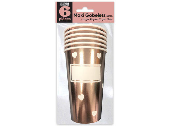 Gobelets MAXI 50cl x6 Coeur Rose Gold