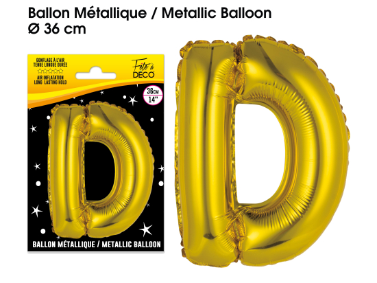 Ballons métalliques OR lettre - Toutes les lettres, le # et le & : D