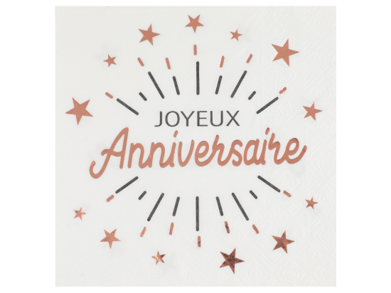 Serviette Anniversaire Etincelant Rose gold