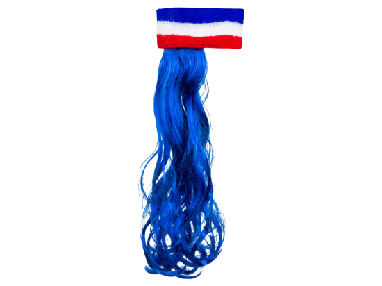 Bandeau tricolore avec cheveux bleu France